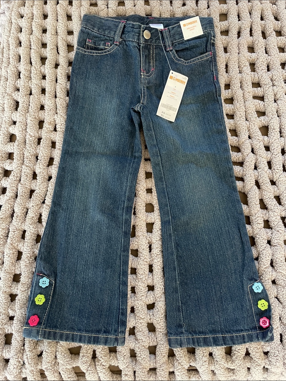 Gymboree Dark Blue Flare Jeans with Colorful Button Accents
